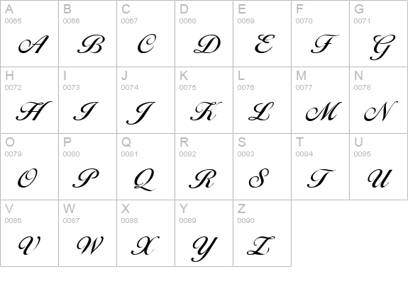 Larissa Regular uppercase A-Z preview