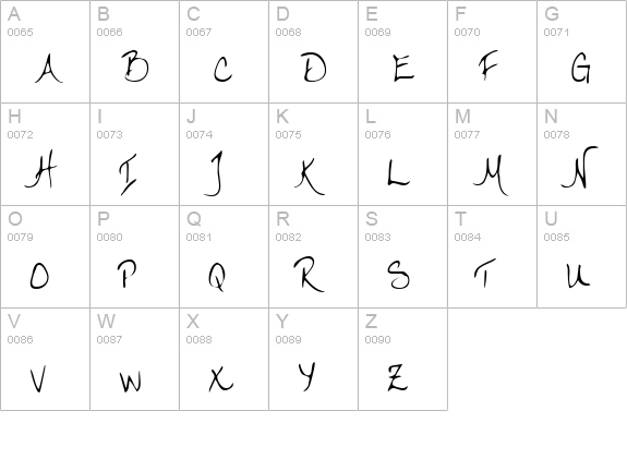 LarriesHand Regular uppercase A-Z preview