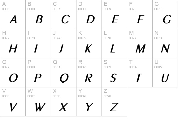 Larwell-Light Bold Italic uppercase A-Z preview