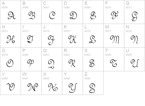 LastBigFling uppercase A-Z preview