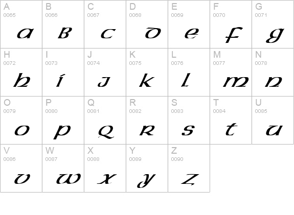 LateranItalic uppercase A-Z preview