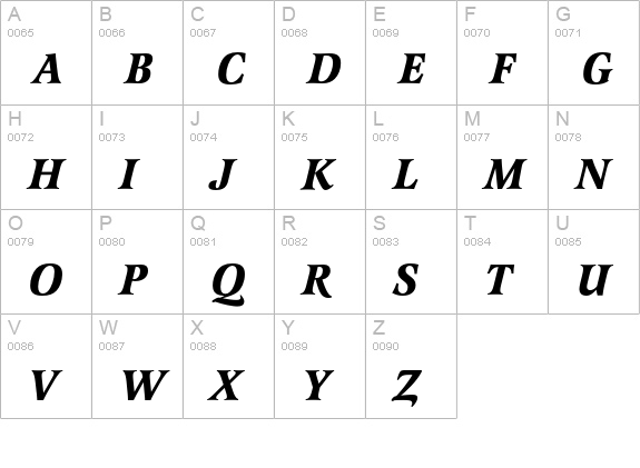 LatienneEF-BoldItalic uppercase A-Z preview