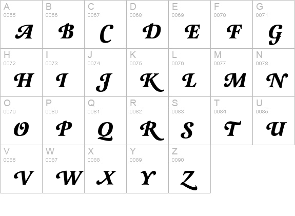 LatienneEF-BoldItalicSwC uppercase A-Z preview
