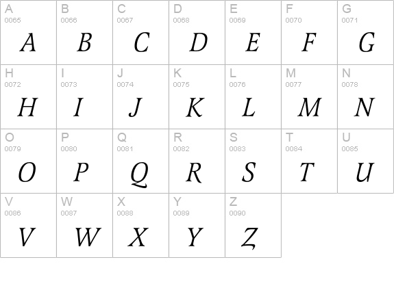 LatienneEF-Italic uppercase A-Z preview