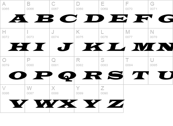 Latin WideExtObl Normal uppercase A-Z preview