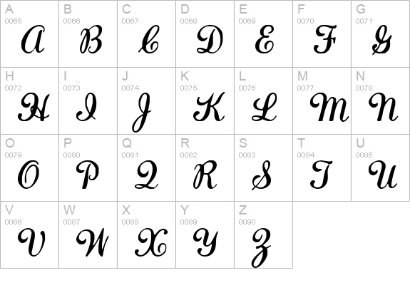 Lauren Script uppercase A-Z preview