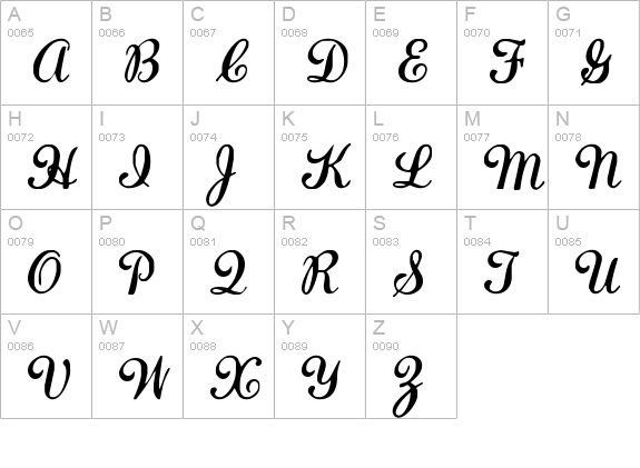 LaurenScript Regular uppercase A-Z preview