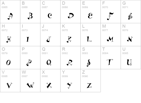 LD Music uppercase A-Z preview