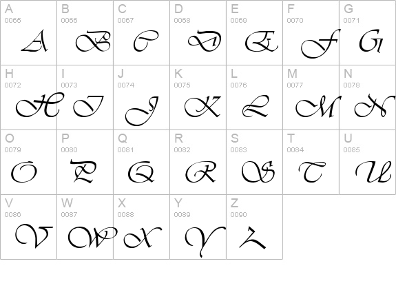LDS Script Italic uppercase A-Z preview
