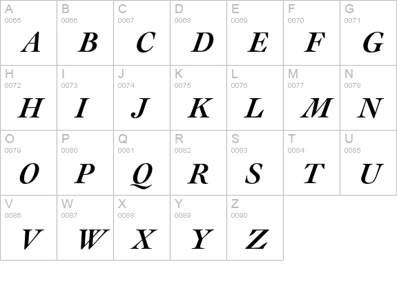 Le Cochin Medium Italic uppercase A-Z preview