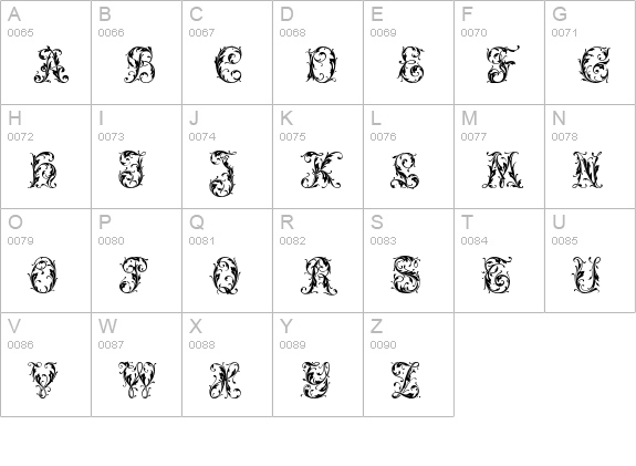 Leafy glade uppercase A-Z preview