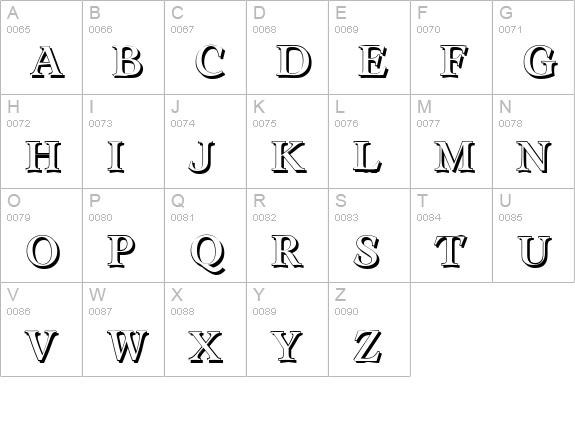 LeamingtonShadow-Regular uppercase A-Z preview