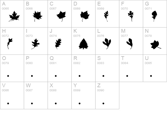 Leavestrees uppercase A-Z preview
