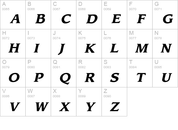 LeawoodBoldItalic uppercase A-Z preview