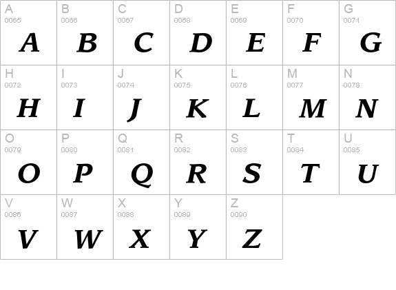 LeawoodEF-BoldItalic uppercase A-Z preview
