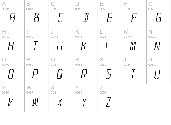 LED 16 Segment 2 Italic uppercase A-Z preview