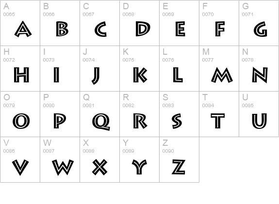 LeeToscaniniInlineSH uppercase A-Z preview
