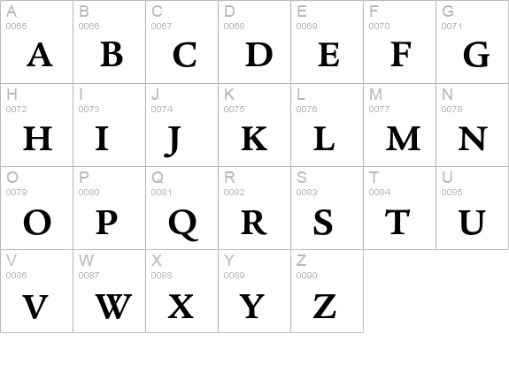 LegacySerifEF-Bold uppercase A-Z preview