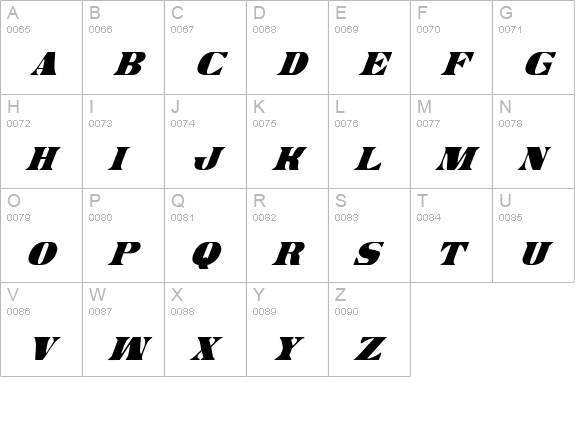 Legal Tender Condensed Italic uppercase A-Z preview