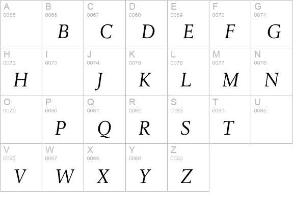 LeightonLightItalic uppercase A-Z preview