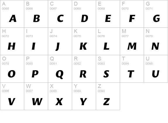 Leksa Sans ExtraBold Italic uppercase A-Z preview