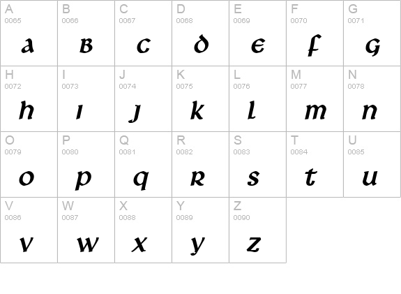 Leo BoldItalic uppercase A-Z preview