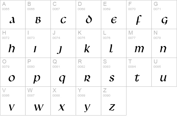Leo Italic uppercase A-Z preview