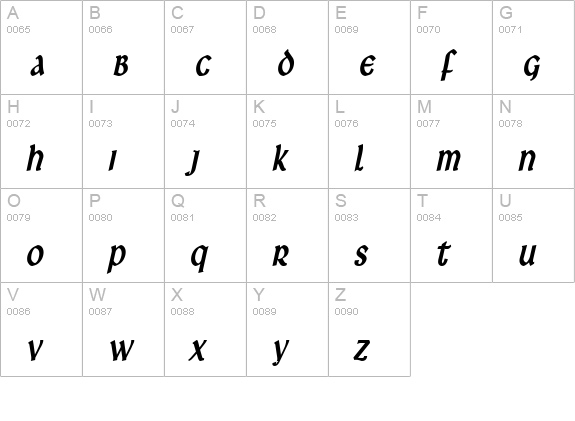 Leo Thin BoldItalic uppercase A-Z preview