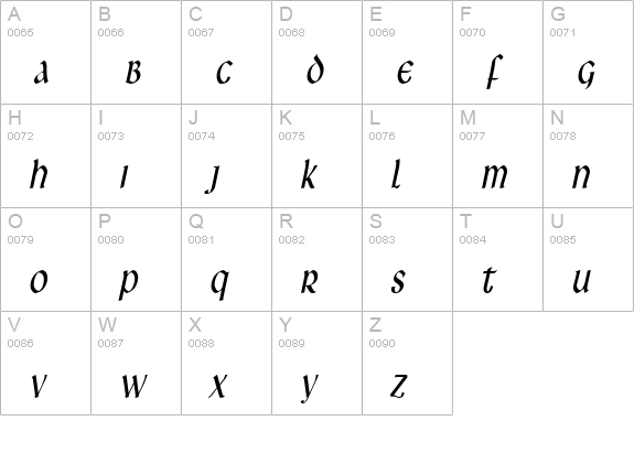 Leo Thin Italic uppercase A-Z preview
