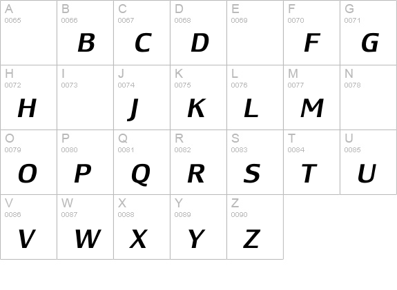 LesmoreMediumItalic uppercase A-Z preview