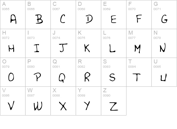 LestersHand Regular uppercase A-Z preview