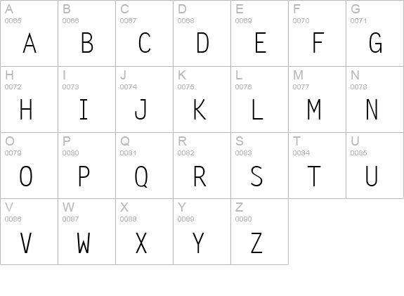 Letter Gothic uppercase A-Z preview