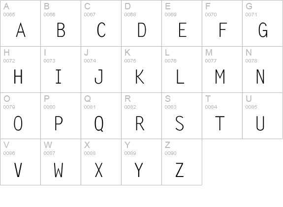 LetterGothic-Normal uppercase A-Z preview