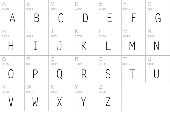 LetterGothic-Regular uppercase A-Z preview