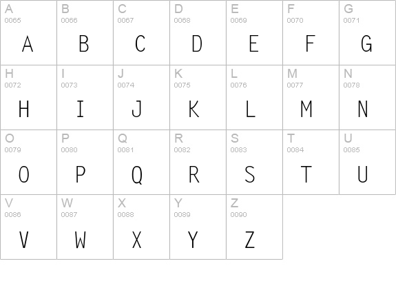 LetterGothic-Thin uppercase A-Z preview