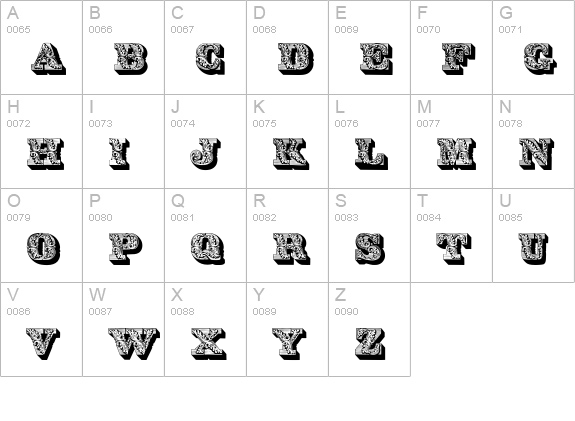 Lettres ombrees ornees uppercase A-Z preview