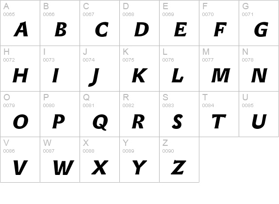 LexiconGothic-BoldItalic uppercase A-Z preview