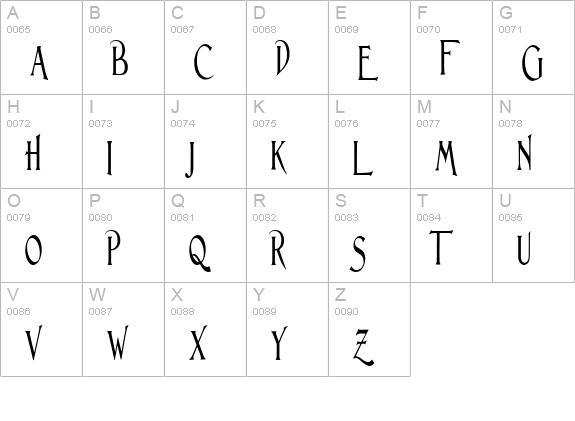 Lightfoot Narrow Extra-condensed Regular uppercase A-Z preview