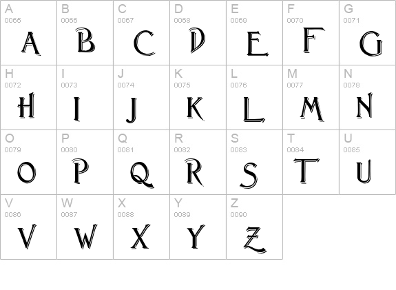 Lightfoot Shadowed uppercase A-Z preview