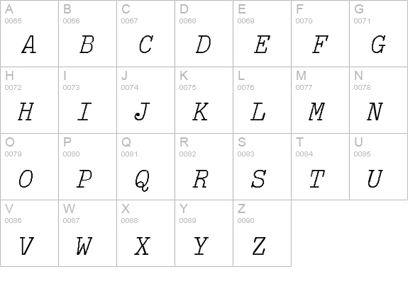 LightItalic-Lig uppercase A-Z preview