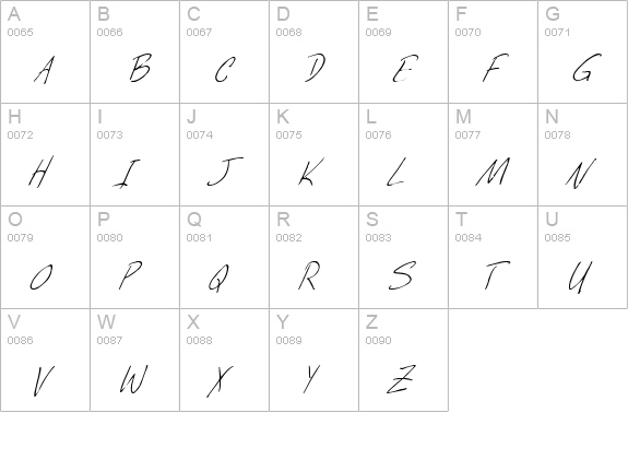 LiliputItalic uppercase A-Z preview