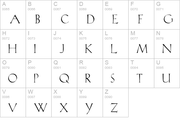 Lilith uppercase A-Z preview