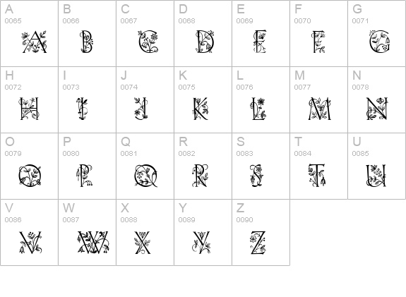 Lilith Initials Medium uppercase A-Z preview
