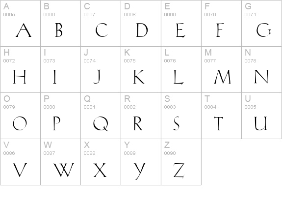 Lilith Regular uppercase A-Z preview