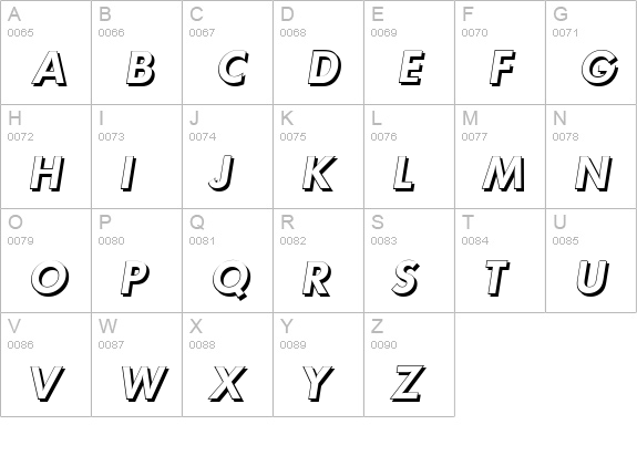 LimerickShadow-BoldItalic uppercase A-Z preview