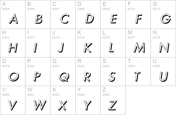 LimerickShadow-Italic uppercase A-Z preview