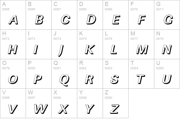 LinearSh-BoldItalic uppercase A-Z preview