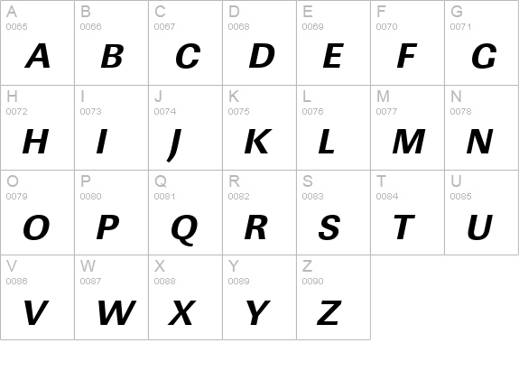 LinearStd-Xbold-Italic uppercase A-Z preview