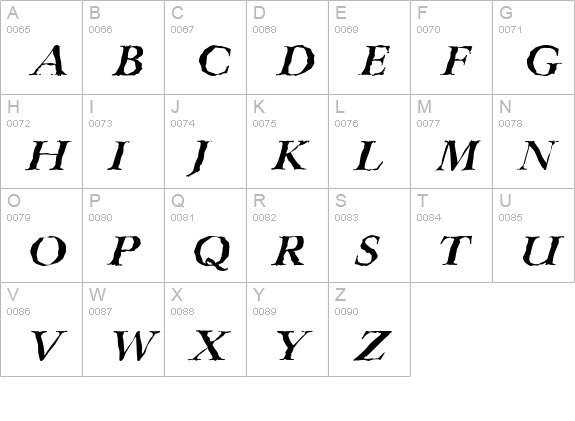 LingwoodRandom-BoldItalic uppercase A-Z preview