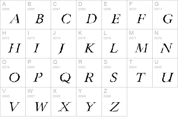 LingwoodRandom-Italic uppercase A-Z preview